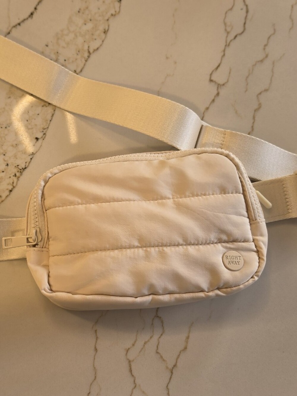 Cream Quilted Crossbody Belt Bag